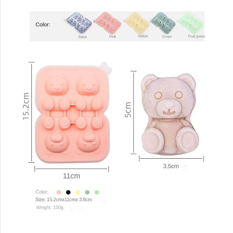 4 Grid Bear Silicone Ice Tray